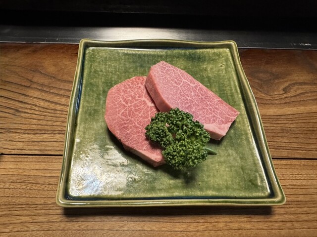 Marbled beef prepared for cooking at Senryu