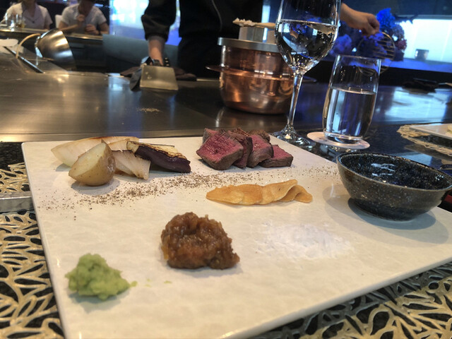 Teppanyaki steak with accompaniments at Teppan Dining Shu, Sakae