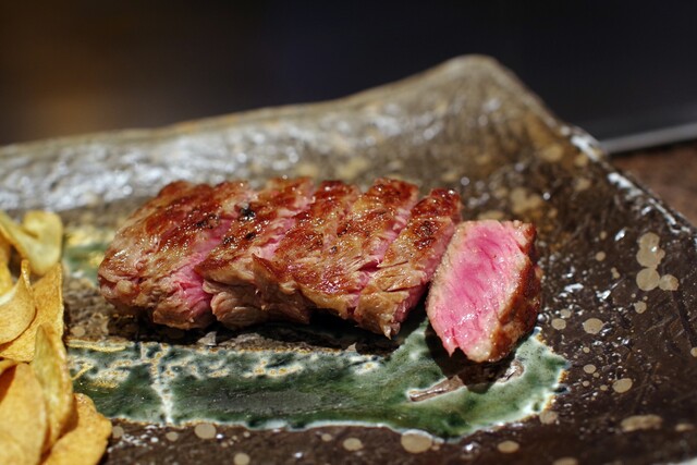 Sliced grilled steak at Teppanyaki Atago