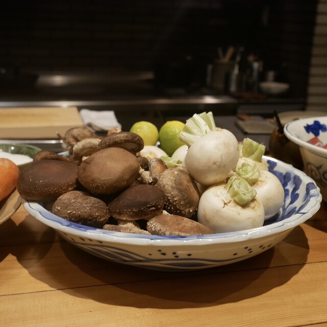 Seasonal vegetables and mushrooms at Kiyoki