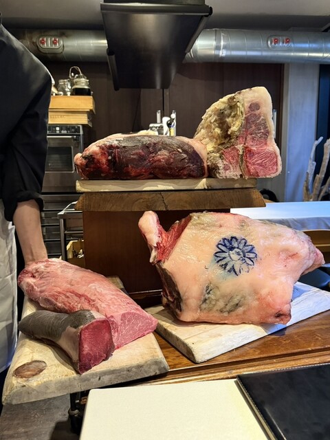 Beef cuts presented by the chef at Baron