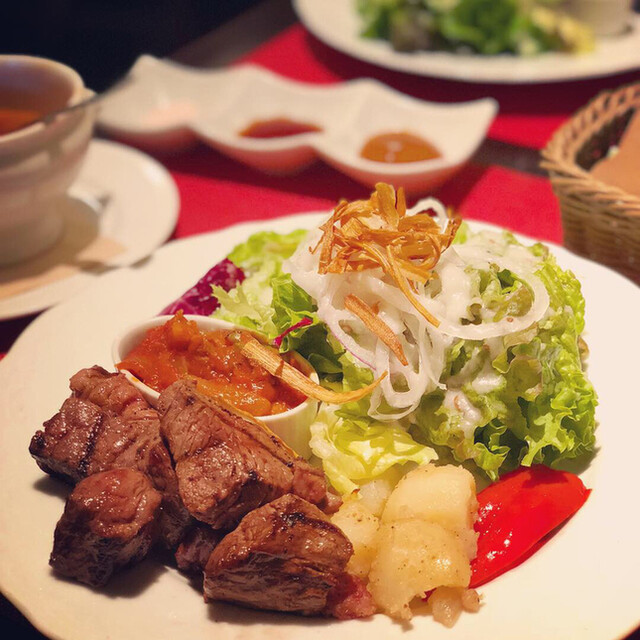Steak with salad at Propeller